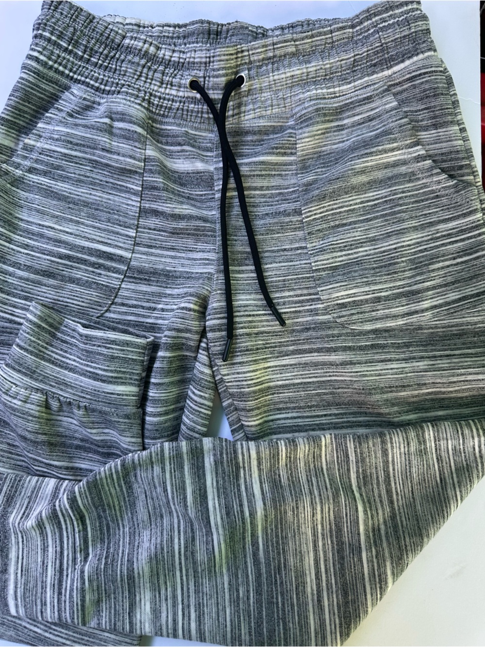 Game Time Gray Striped Men's Jogger Sweatpants with Black Drawstring